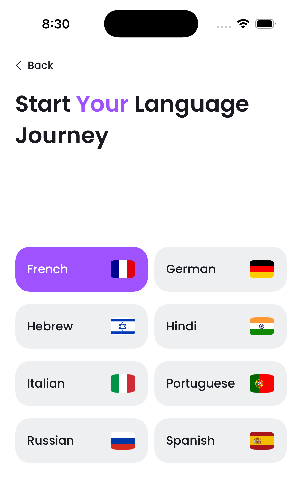Bina language learning app preview
